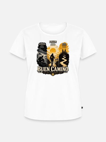 Buen Camino: Pilger Design - Frauen Premium Bio T-Shirt - Weiß