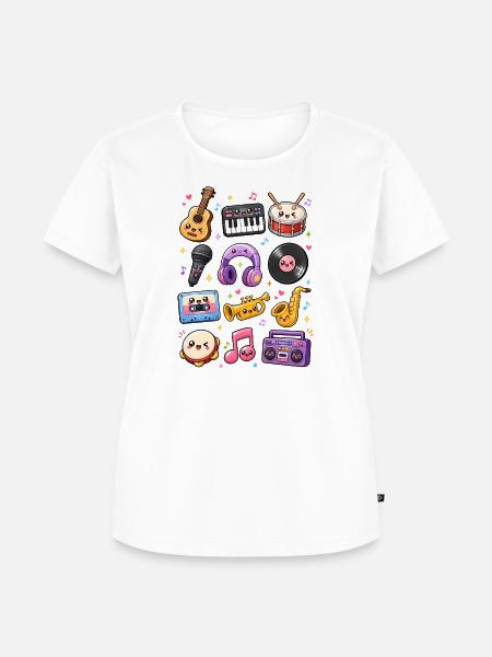 Kawaii Musik | Instrumente & Retro - Frauen Premium Bio T-Shirt - Weiß