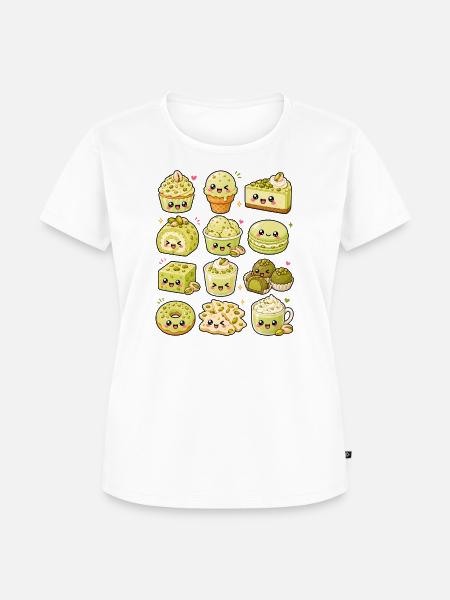 Kawaii Pistazie | Desserts & Süßes - Frauen Premium Bio T-Shirt - Weiß