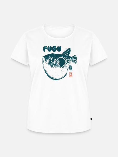 Fugu Kugelfisch Japanischer Holzschnitt Stil - Frauen Premium Bio T-Shirt - Weiß