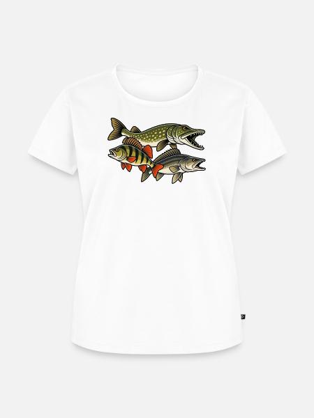 Hecht Zander Barsch Raubfisch Angeln - Frauen Premium Bio T-Shirt - Weiß