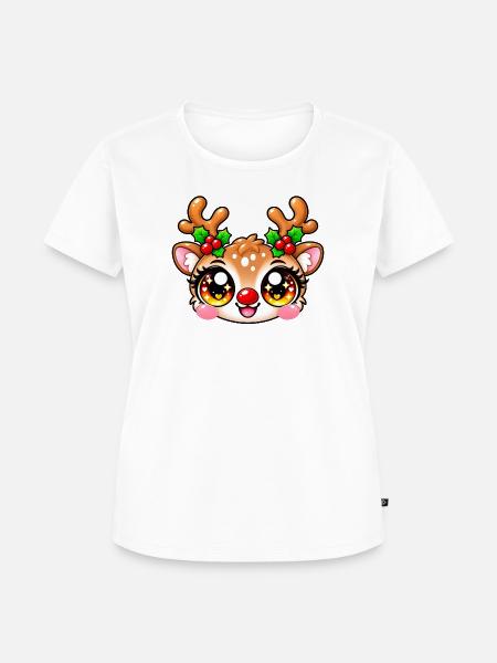 Kawaii-Hirsch leuchtende Stechpalme - Frauen Premium Bio T-Shirt - Weiß