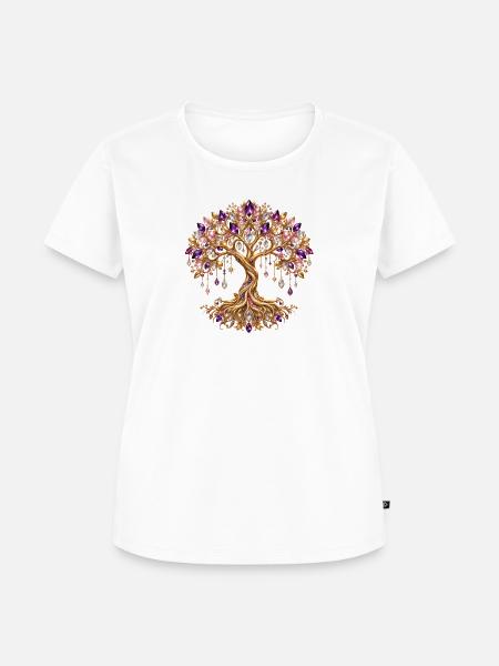 Kristall Lebensbaum – Goldener Baum des Lebens - Frauen Premium Bio T-Shirt - Weiß
