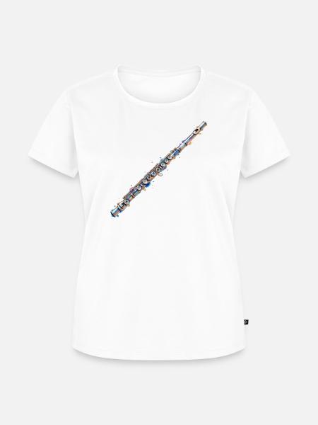 Steampunk Flöte Metallkunst - Frauen Premium Bio T-Shirt - Weiß