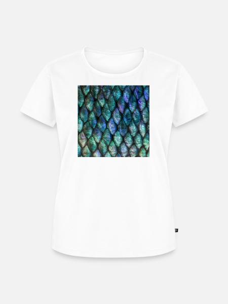 Irisierender Türkis und blaue Schuppen - Frauen Premium Bio T-Shirt - Weiß