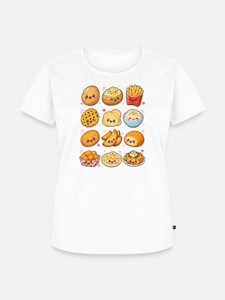Kawaii Kartoffelsnacks | Pommes & Knollen - Frauen Premium Bio T-Shirt - Weiß