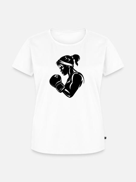 Boxerin Zeichnung - Frauen Premium Bio T-Shirt - Weiß