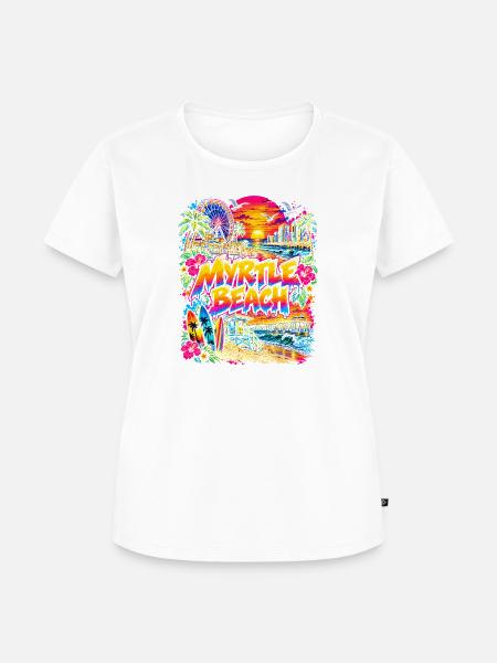 Myrtle Beach Neon Graffiti Strand - Frauen Premium Bio T-Shirt - Weiß
