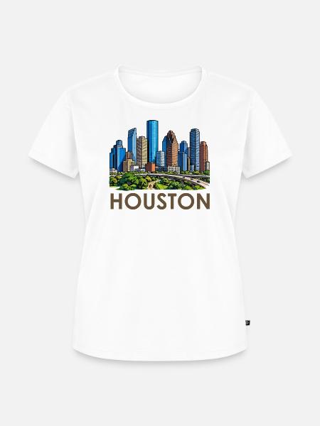 Houston Skyline Stadtlandschaft - Frauen Premium Bio T-Shirt - Weiß