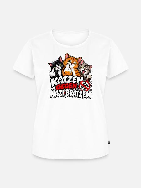 Katzen gegen Nzi-Bratzen - Frauen Premium Bio T-Shirt - Weiß