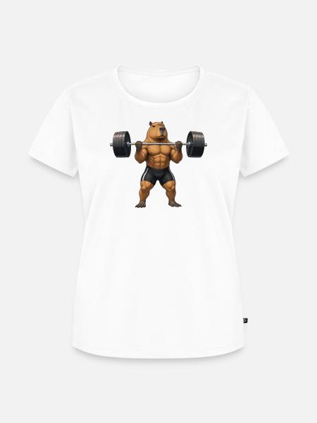 Capybara beim Gewichteheben - Frauen Premium Bio T-Shirt - Weiß