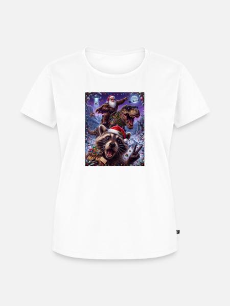 Weihnachtsdino: Santa Rex & Rentier - Frauen Premium Bio T-Shirt - Weiß