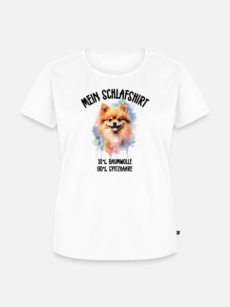 Zwergspitz Schlafshirt Aquarell - Frauen Premium Bio T-Shirt - Weiß