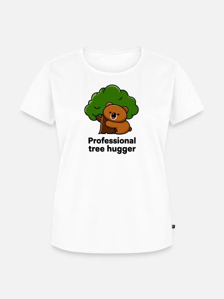 Bär umarmt Baum – Umweltheld - Frauen Premium Bio T-Shirt - Weiß