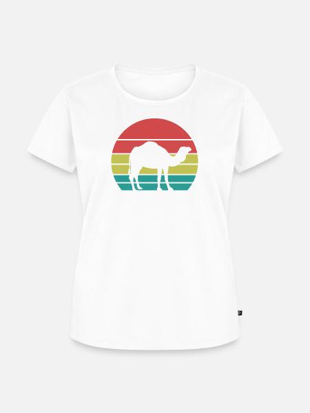 Kamel Silhouette Retro Style - Frauen Premium Bio T-Shirt - Weiß