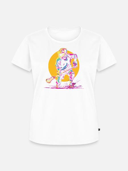 Lacrosse Spieler Synthwave - Frauen Premium Bio T-Shirt - Weiß