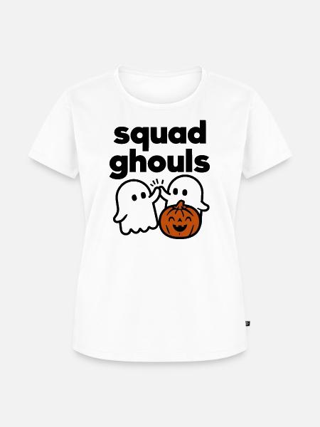 Squad Ghouls Halloween Pumpkin Crew - Frauen Premium Bio T-Shirt - Weiß