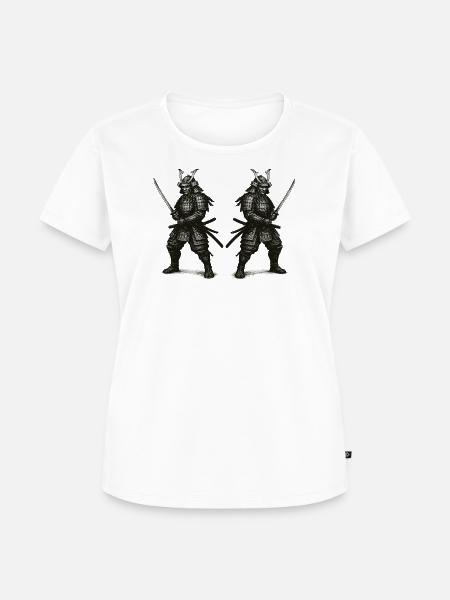 Doppel-Samurai Schattenrüstung - Frauen Premium Bio T-Shirt - Weiß