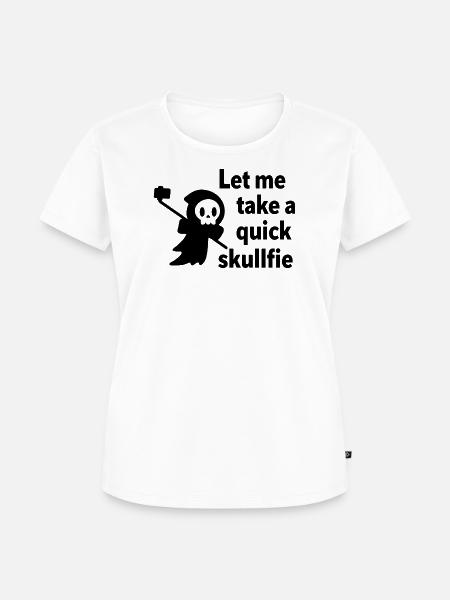 Skelett-Selfie mit Selfie-Stick - Frauen Premium Bio T-Shirt - Weiß