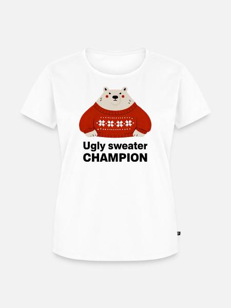 Polarbär im Ugly Sweater Champion - Frauen Premium Bio T-Shirt - Weiß