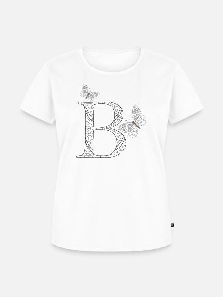 Buchstabe B mit Schmetterlingen - Frauen Premium Bio T-Shirt - Weiß