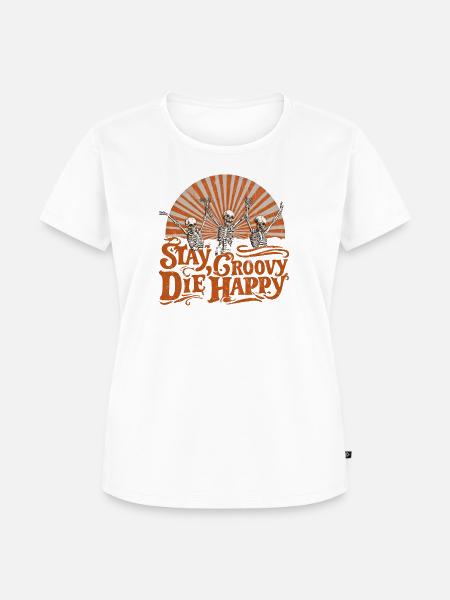Stay Groovy Die Happy Skeletons - Frauen Premium Bio T-Shirt - Weiß