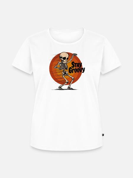 Tanzendes Skelett Stay Groovy - Frauen Premium Bio T-Shirt - Weiß