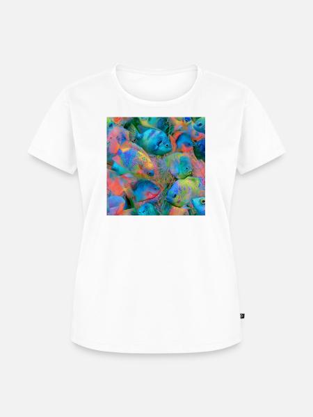 Regenbogen-Neonfisch - Frauen Premium Bio T-Shirt - Weiß