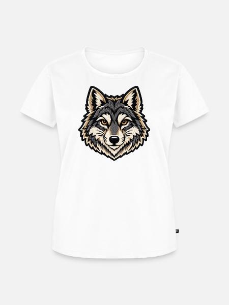 Wolfskopf im Patch-Look  - Frauen Premium Bio T-Shirt - Weiß