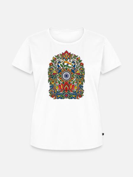 Indien | Pfauen, Lotus & Ornamentik - Frauen Premium Bio T-Shirt - Weiß