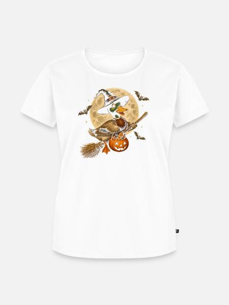 Ente Hexe Halloween Ente - Frauen Premium Bio T-Shirt - Weiß
