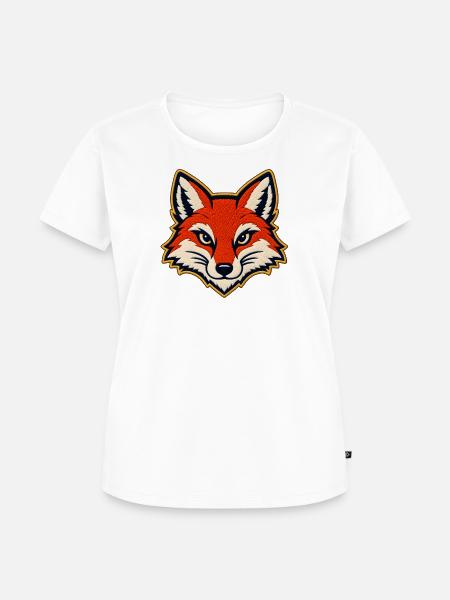 Fuchskopf im Patch-Look - Frauen Premium Bio T-Shirt - Weiß