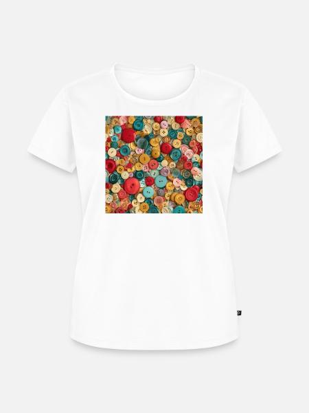 Bunte Knöpfe – Collage Couture - Frauen Premium Bio T-Shirt - Weiß