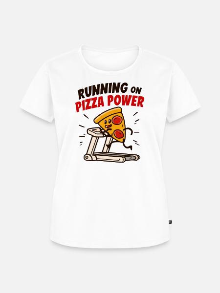 Pizza Power Laufbandheld - Frauen Premium Bio T-Shirt - Weiß