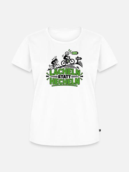 E-Bike – Lächeln statt Hecheln - Frauen Premium Bio T-Shirt - Weiß