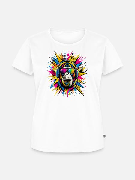 Pop Art Schimpanse - Frauen Premium Bio T-Shirt - Weiß