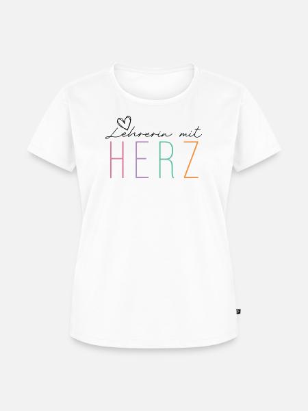 LEHRERIN MIT HERZ - Frauen Premium Bio T-Shirt - Weiß