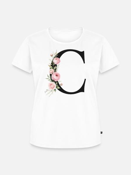 C Buchstabe Monogram Floral - Frauen Premium Bio T-Shirt - Weiß