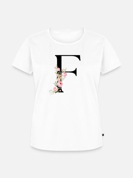 F Buchstabe Monogram Floral - Frauen Premium Bio T-Shirt - Weiß