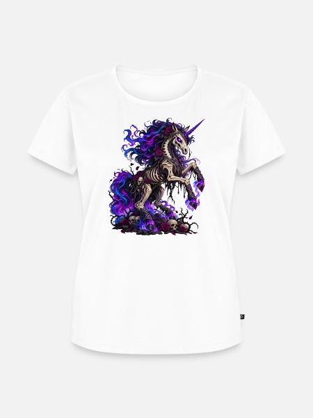 Skelett-Einhorn im Grusel-Look - Frauen Premium Bio T-Shirt - Weiß