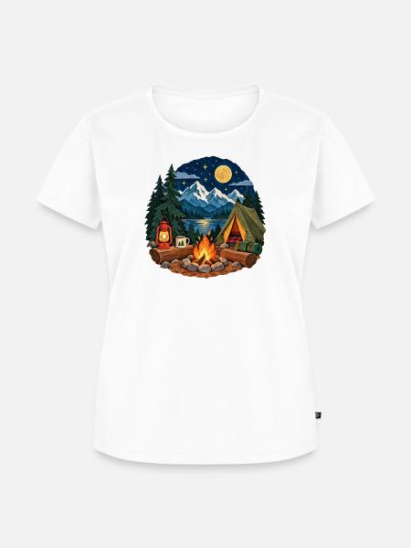 Mondnacht am Lagerfeuer - Frauen Premium Bio T-Shirt - Weiß