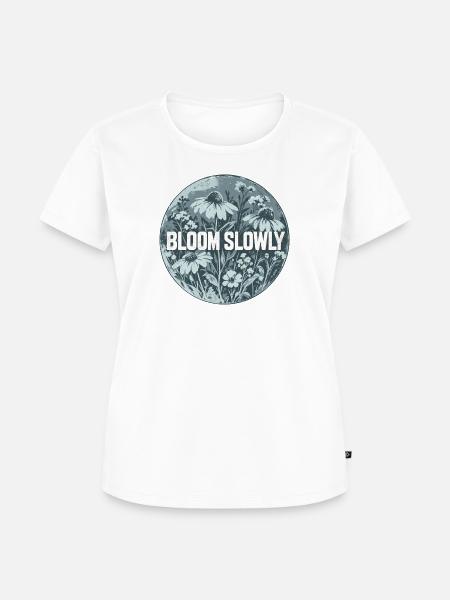 Bloom Slowly Blumenring Design - Frauen Premium Bio T-Shirt - Weiß