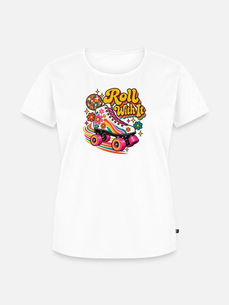 Roll With It Blumenroller - Frauen Premium Bio T-Shirt - Weiß