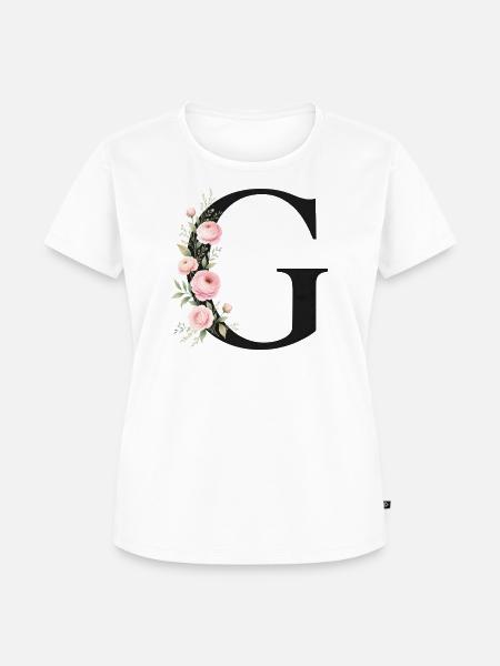 G Buchstabe Monogram Floral - Frauen Premium Bio T-Shirt - Weiß