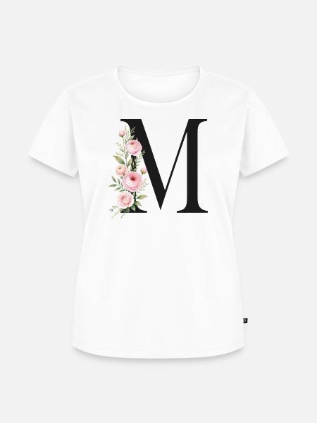 M Buchstabe Monogram Floral - Frauen Premium Bio T-Shirt - Weiß