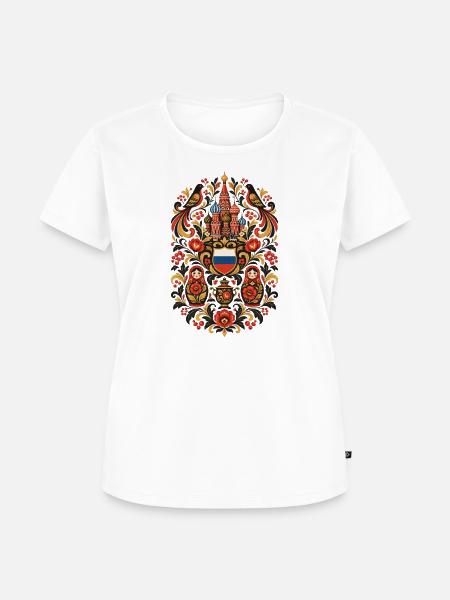 Russland | Matrjoschka & Volkskunst - Frauen Premium Bio T-Shirt - Weiß