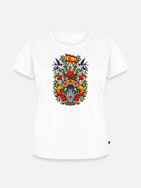 Spanien | Fächer, Orangen & Volkskunst - Frauen Premium Bio T-Shirt - Weiß