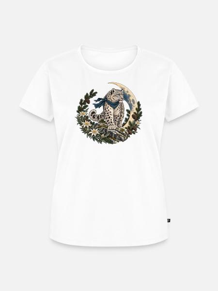 Schneeleopard im alpinen Mondlicht - Frauen Premium Bio T-Shirt - Weiß