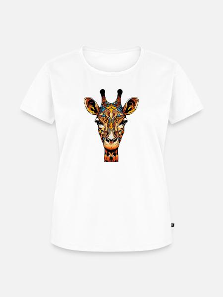 Giraffe Kopf Bunte Ornamente - Frauen Premium Bio T-Shirt - Weiß