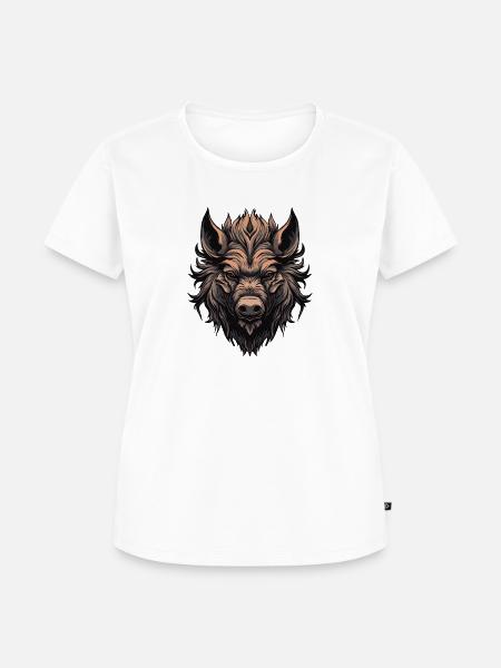 Wildschwein Kopf Illustration - Frauen Premium Bio T-Shirt - Weiß